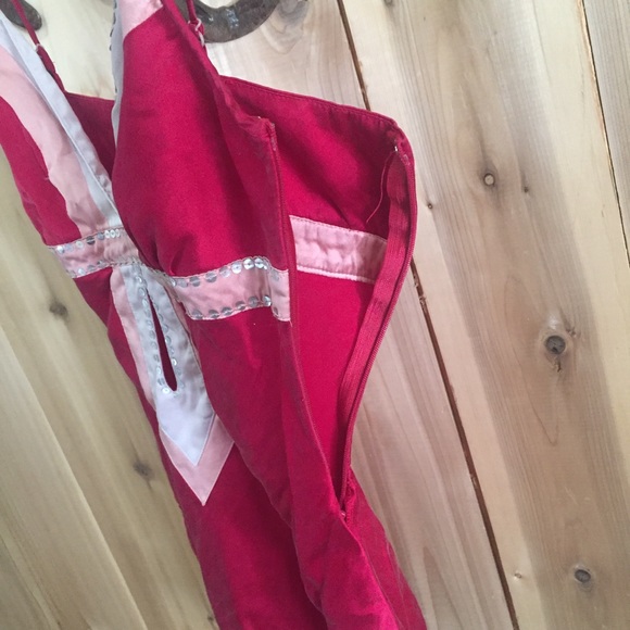 Red Pink sexy Silk blend embellished camisole tank - Picture 7 of 8